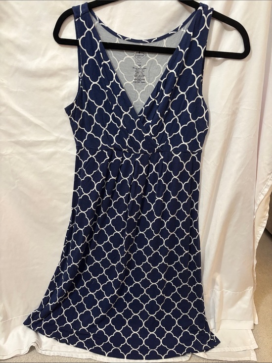 St. John's Bay Dresses & Skirts - St. John's Bay Navy and White Sleeveless V-Neck Printed Dress